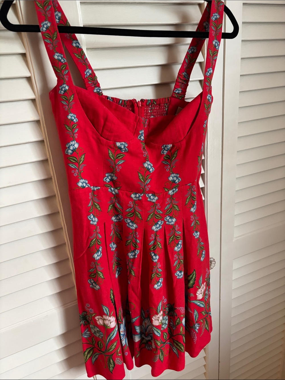 FARM Rio Red Floral Mini Dress with Blue & Green Accents